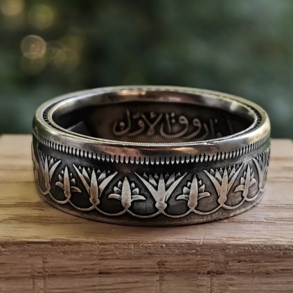 STŘÍBRNÝ PRSTEN "OÁZA" - zakázková výroba, unikátní elegantní prsten na míru, stříbrný prsten z egyptského Qirshe, prsten pro ženy a muže, úprava velikosti prstenu.