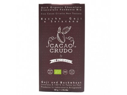 Cacao Crudo Hořká čokoláda s Goji a pohankou 50g