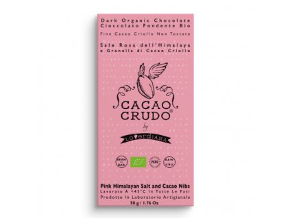 Cacao Crudo Hořká čokoláda s růžovou solí 50g