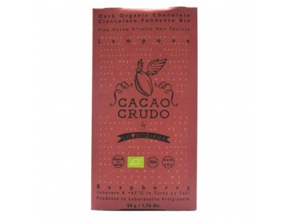 Cacao Crudo Hořká čokoláda s malinami 50g