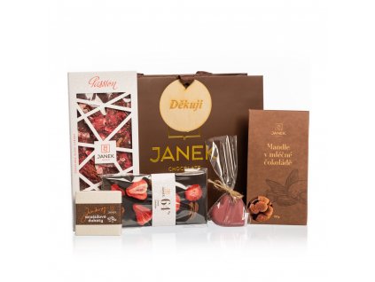 darkova taska 5 produktu cokolady mandle v cokolade srdicko dukaty v krabicce pekan arasid cokoladovna janek