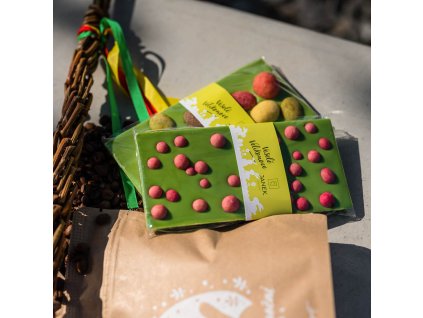 Zelená Velikonoční čokoláda s malinami