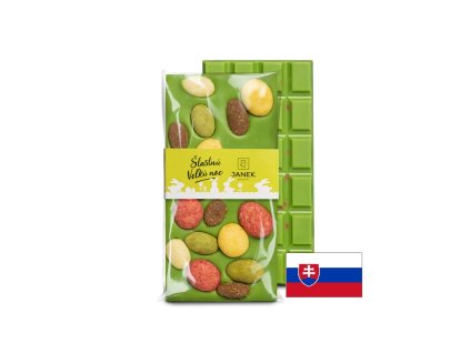 Zelená Velikonoční čokoláda s vajíčky - šťastnú veľkú noc