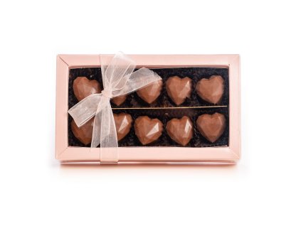 krabicka 10ks pralinek ruzova krabicka darek srdicka bean to bar peru boby cokolada radost jahoda liskooriskova pasta cokoladovna janek