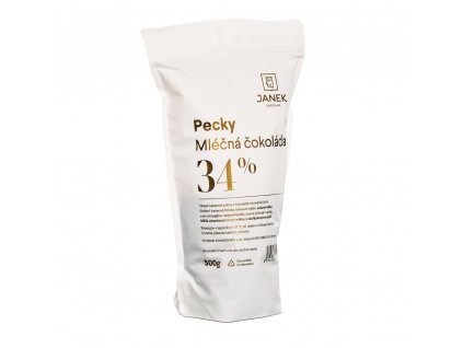 pecky mlecne cokolada 34% 500g sacek na peceni vareni svacinka jen tak darek dobrota sladkost cokolada mlecna cokoladovna janek