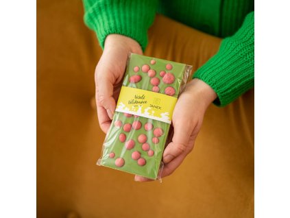 Zelená veľkonočná čokoláda s malinami