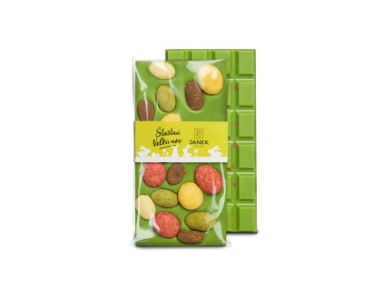 Zelená veľkonočná čokoláda s vajíčkami - šťastnú veľkú noc