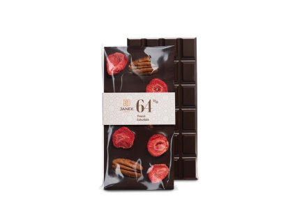 Horká čokoláda s pekanovými orechmi a jahodami