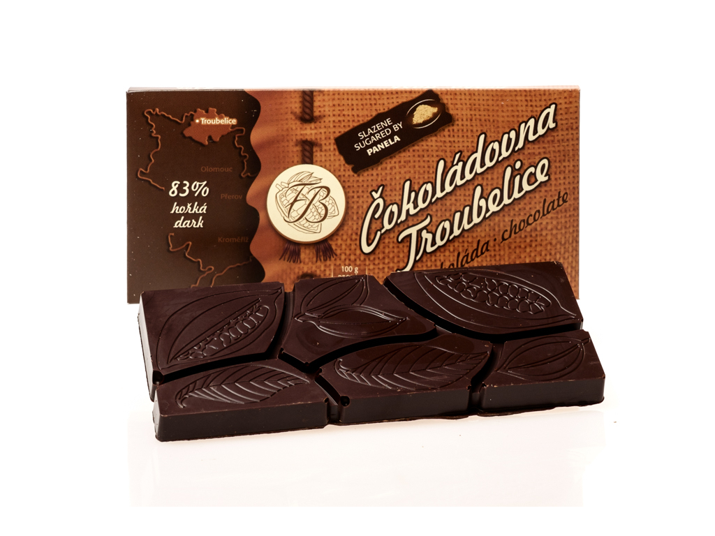 Čokoláda hořká 83%, 45 g, Čokoládovna Troubelice