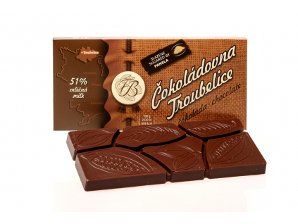 Čokoláda mléčná 51%, 45 g, Čokoládovna Troubelice