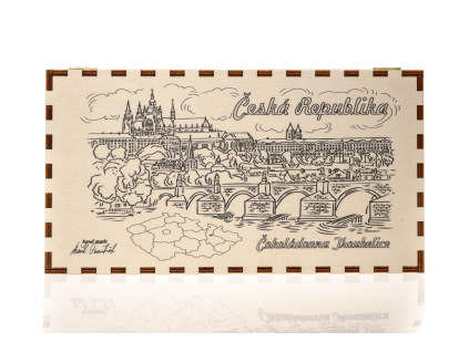 Dřevěná kazeta s čokoládami - Praha, Čokoládovna Troubelice