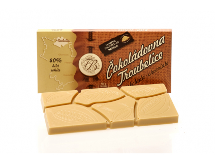 Čokoláda bílá 40%, 45 g, Čokoládovna Troubelice