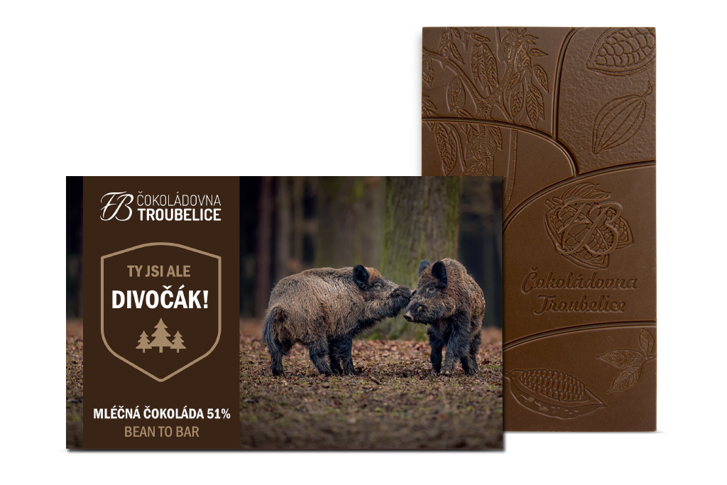 Čokoládovna Troubelice Čokoláda divočák - 45 g Varianta: mléčná 51%