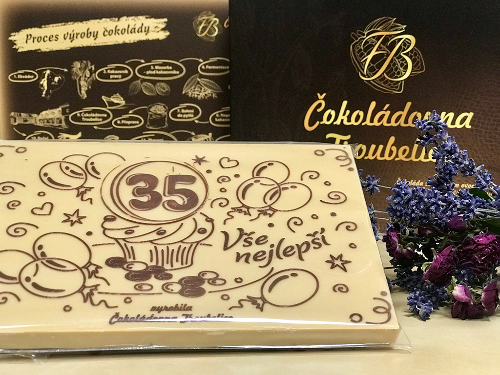 Čokoládovna Troubelice Čokoláda s reliéfem NAROZENINY + ČÍSLO (VĚK), 240g Varianta: bílá 40%
