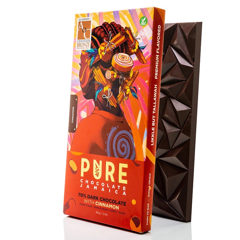 Levně PURE Chocolate Company 70% Tmavá čokoláda se skořicí