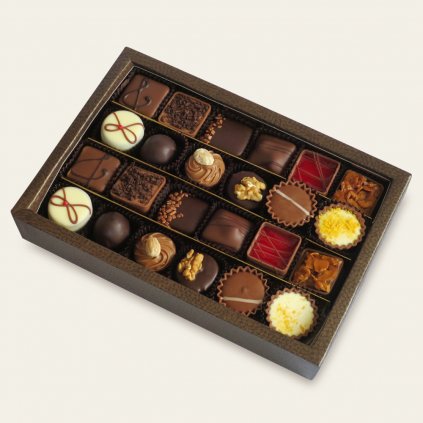 Bonboniéra 24 ks belgických pralinek hnědá