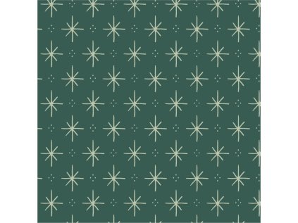 Vánoční Hvězdy A Třpytky Emerald Tmavě Zelená (Materiál: Teplákovina (French terry - přírodní))