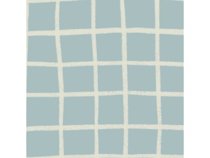 Nebesky Modrá Mřížka S Bílou Velká (Materiál: Teplákovina (French terry - přírodní))