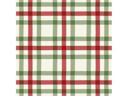 Plaid Kostka Vánoční Zelená A Červená (Materiál: Teplákovina (French terry - přírodní))