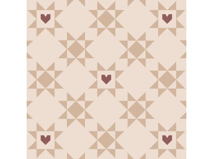 Srdce A Patchwork Hvězda Béžová (Materiál: Teplákovina (French terry - přírodní))