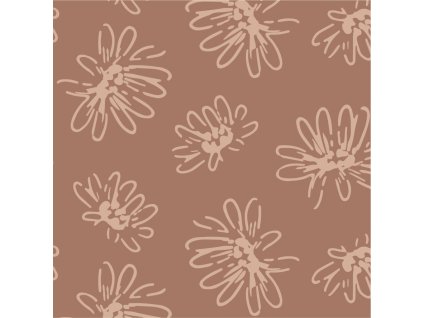 Velké Kreslené Abstraktní Květiny Mocha Mousse