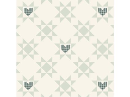 Patchwork Hvězda a Kostkované Srdce Modrá (Materiál: Teplákovina (French terry - přírodní))