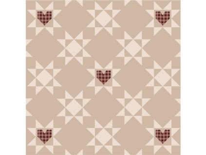 Patchwork Hvězda a Kostkované Srdce Neutrální Hnědá