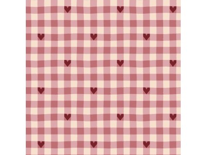 Mini Gingham Kostka a Srdíčka Valentýn Růžová