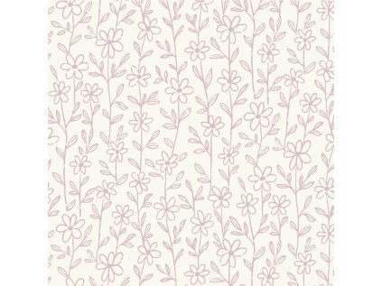 Minimalistické Květiny Fialové (Materiál: Teplákovina (French terry - přírodní))