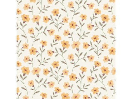 Boho Květiny Žluté (Materiál: Teplákovina (French terry - přírodní))