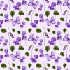 Fialky na světle fialové (Materiál: Teplákovina (French terry - přírodní))