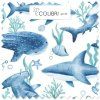 Vzor Žraloci oceánu modří na pletená teplákovina – Colibri Print