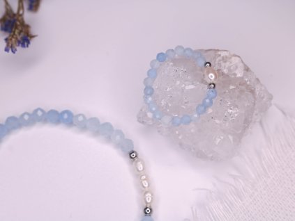 sada naramek prsten akvamarin perla