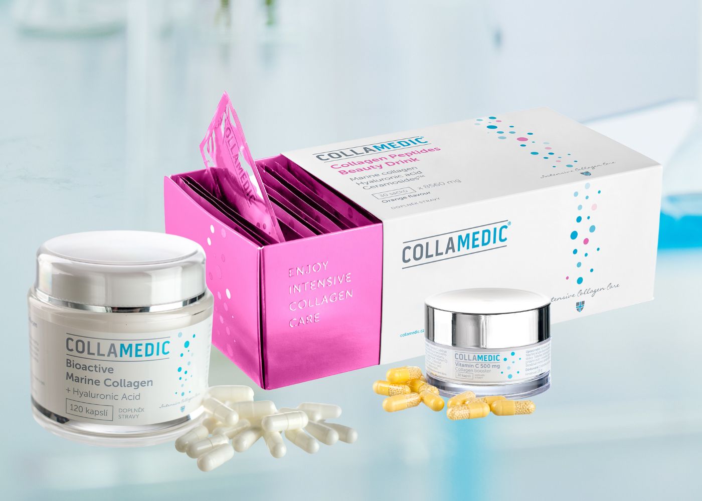 Proč užívat Collagen Peptides Beauty Drink a kapsle Collamedic současně?