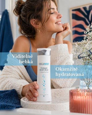 Tělové mléko Collamedic spojuje kolagen, kyselinu hyaluronovou a vyživující oleje pro pokožku, která je hebká, pružná a na...