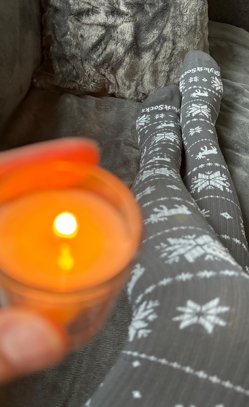 Nadkolenky s vánočním vzorem