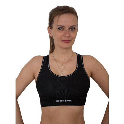 bezešvá podprsenka Collm černo bílá