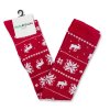dámské nadkolenky s vánočním vzorem červené