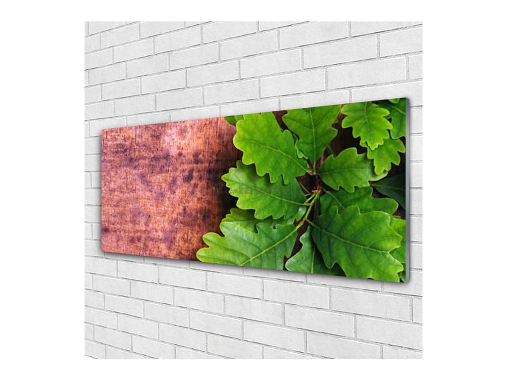 41457 obraz na skle dubove listy 125 x 50 cm