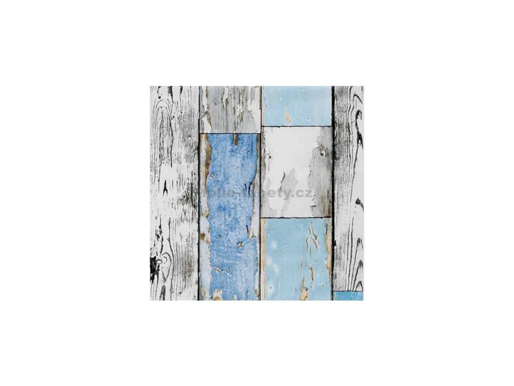 Renovace dveří fólie staré bílomodré dřevo šíře 67,5cm x 2,1m - dekor 550
