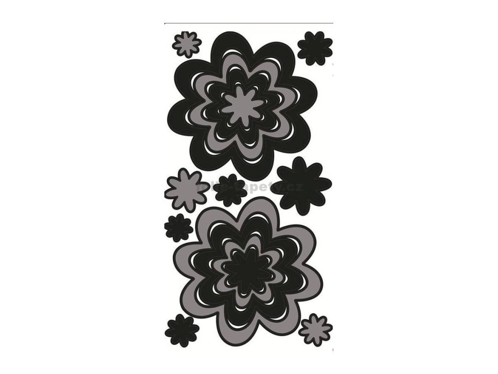 32823 samolepici pokojova dekorace kvety sedocerne 69x32 cm