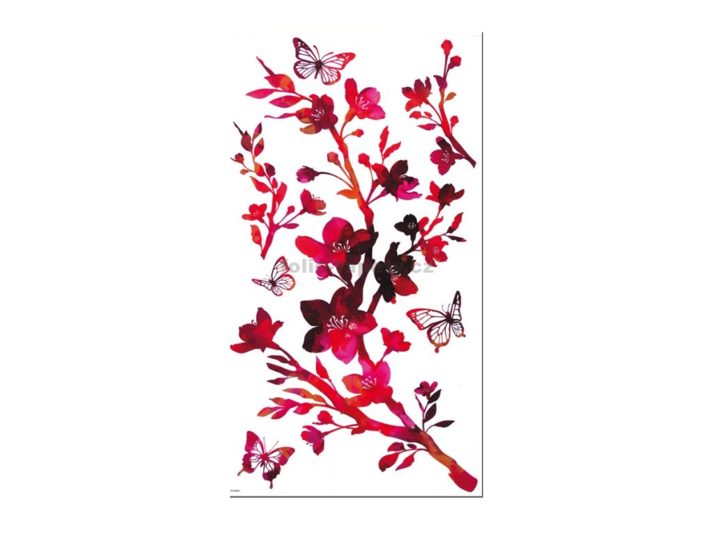35280 samolepici pokojova dekorace vetev rubinova 69x32cm