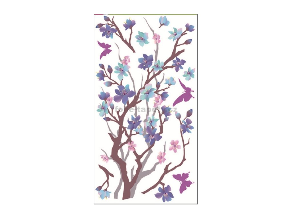 35265 samolepici pokojova dekorace vetvicka purpurovo fialova 69x32cm