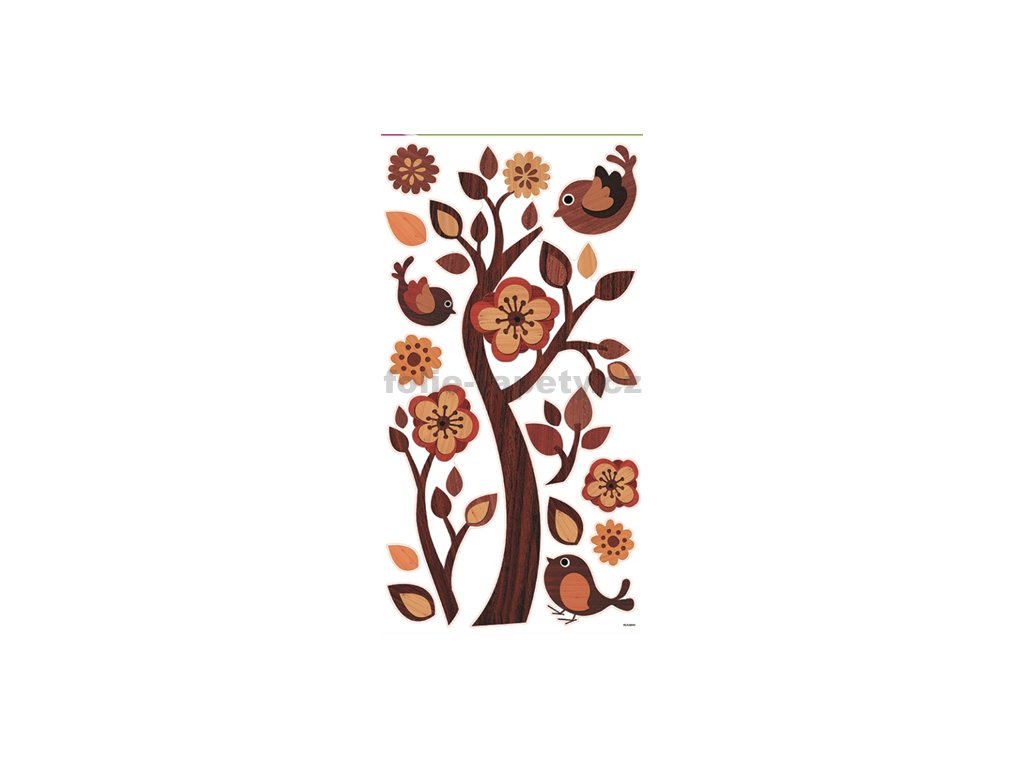 35274 1 samolepici pokojova dekorace vetvicka s imitaci dreva 69x32cm