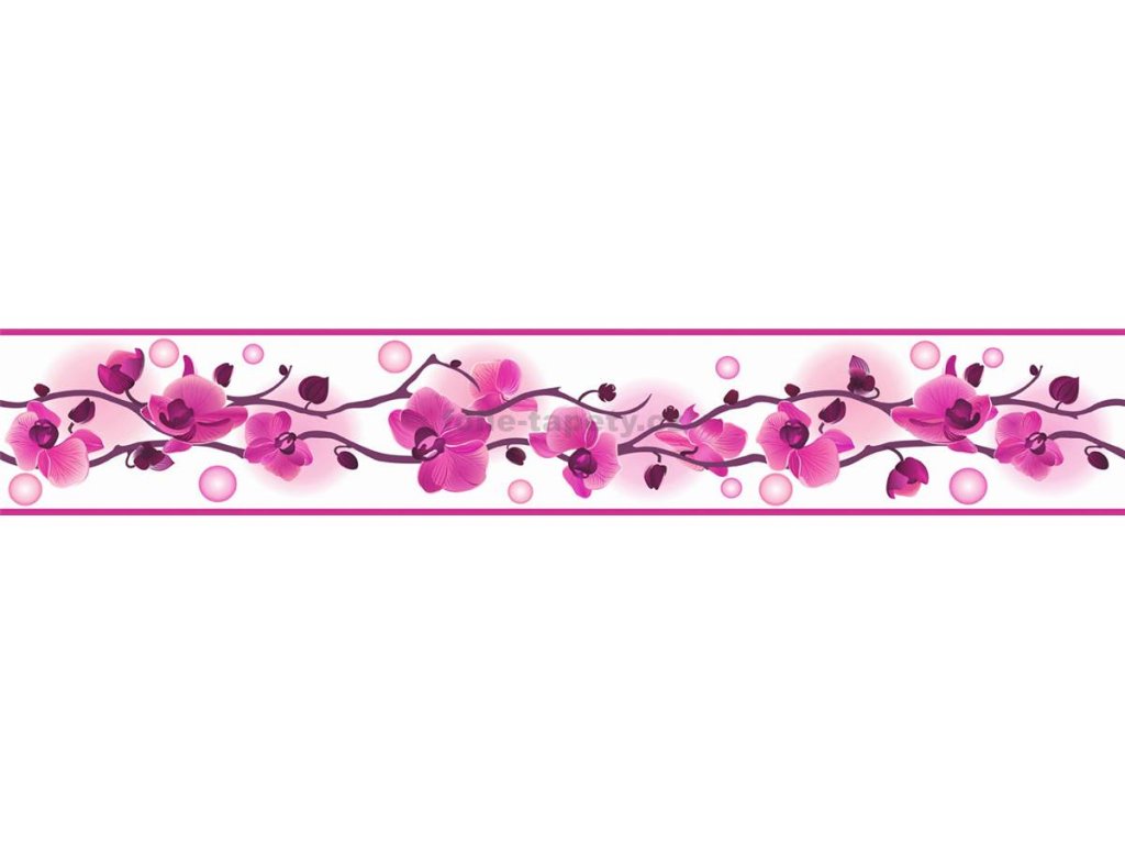 Bordura na zeď samolepicí - Květy orchideje fialové