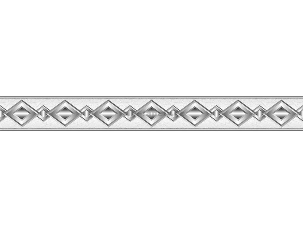 44217 bordura na zed samolepici ornamenty kosoctverec sedy