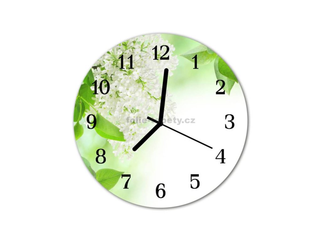 Nástěnné hodiny obrazové na skle - Květy a lístky