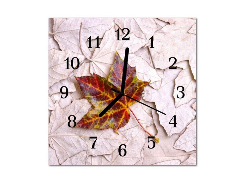 Nástěnné hodiny obrazové na skle - Lístek