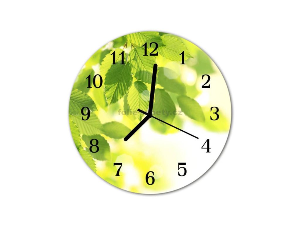 Nástěnné hodiny obrazové na skle - Listí