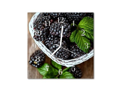 Nástěnné hodiny obrazové na skle - Ostružiny